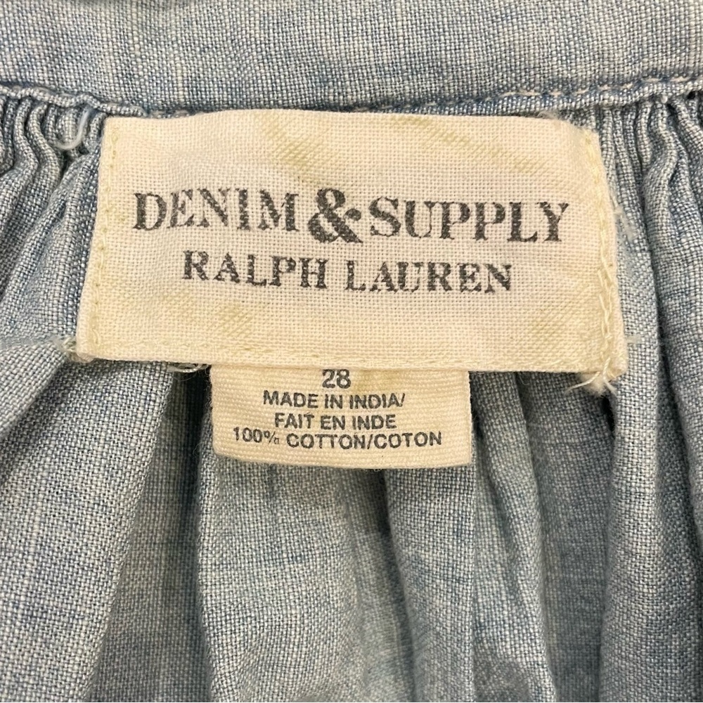 Denim & Supply Ralph Lauren Chambray Mini Skater Skirt Embroidered Blue NWT. - Picture 8 of 13